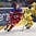 OSTRAVA, CZECH REPUBLIC - MAY 14: Russia's Viktor Tikhonov #14 stickhandles the puck away from Sweden's Oscar Klefbom #84 during quarterfinal round action at the 2015 IIHF Ice Hockey World Championship. (Photo by Richard Wolowicz/HHOF-IIHF Images)

